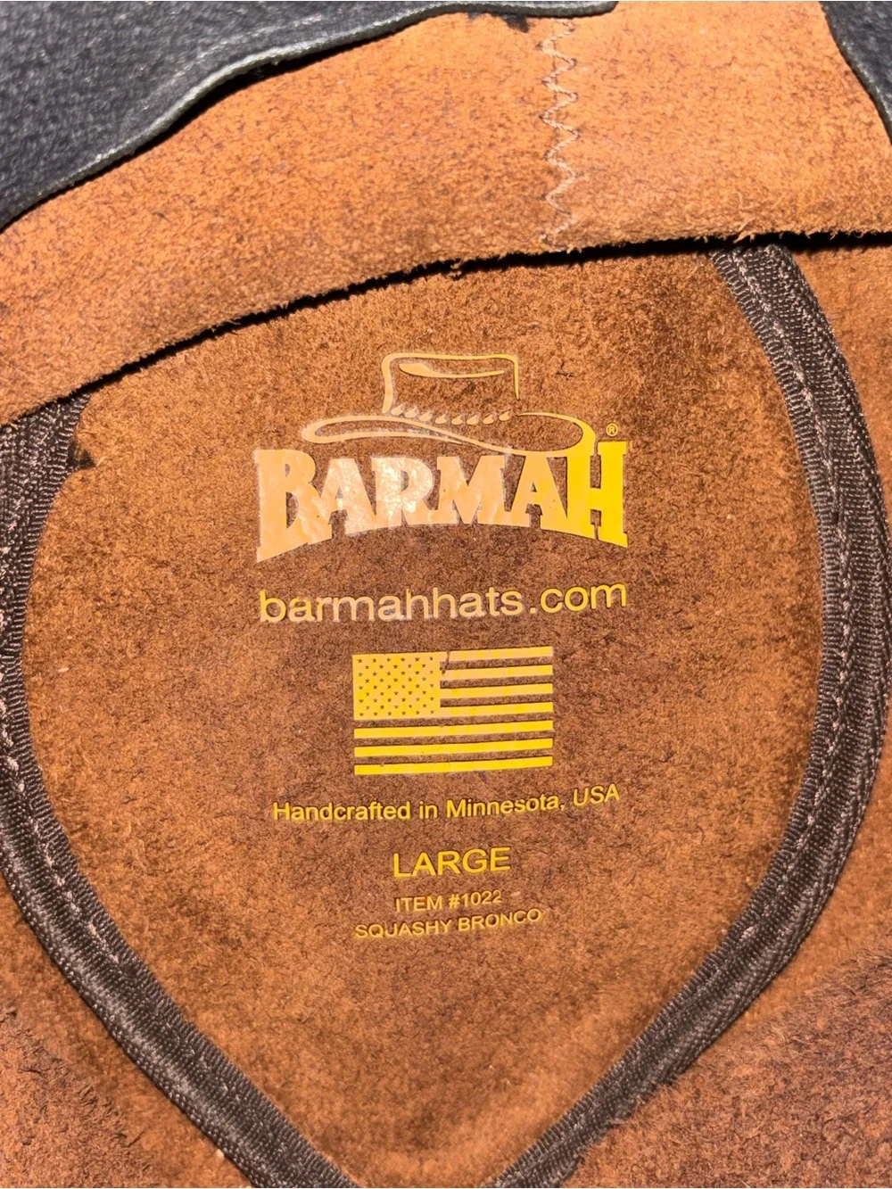 Barmah Squashy Bronco Hat Cattle Leather Made In USA Brown - Large 57